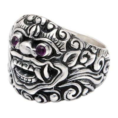 Alternate image for Mens Kala Rau Sterling Silver Cocktail Ring with Purple Gem Eyes of the Kala Rau