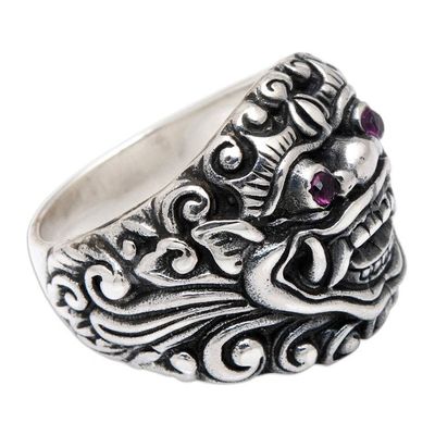 Alternate image for Mens Kala Rau Sterling Silver Cocktail Ring with Purple Gem Eyes of the Kala Rau