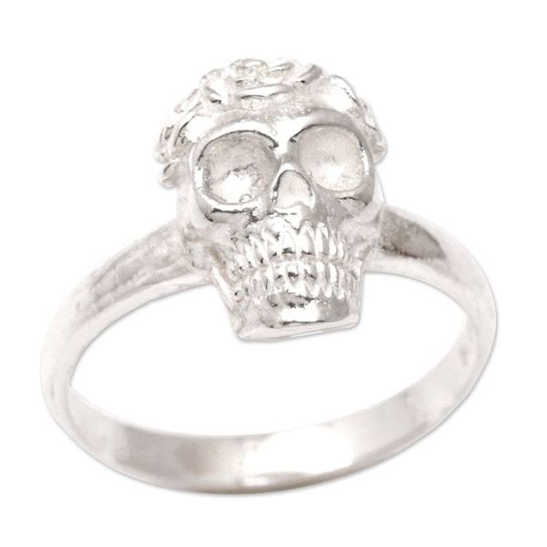 Alternate image for Unisex Sterling Silver Skull Cocktail Ring Crafted in Bali Skull Queen