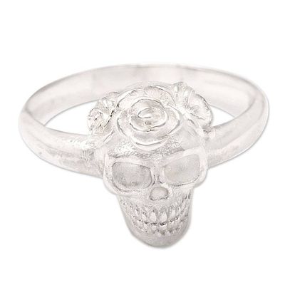 Alternate image for Unisex Sterling Silver Skull Cocktail Ring Crafted in Bali Skull Queen