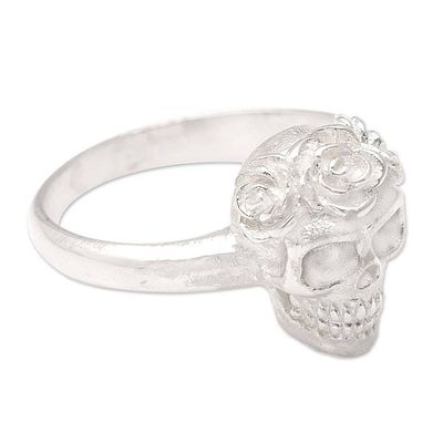 Alternate image for Unisex Sterling Silver Skull Cocktail Ring Crafted in Bali Skull Queen
