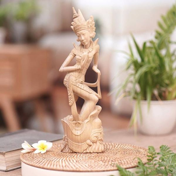 Alternate image for Hand Crafted Balinese Folklore Wood Statuette from Indonesia The Tale of Dewi Ratih