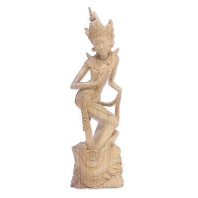 Alternate image for Hand Crafted Balinese Folklore Wood Statuette from Indonesia The Tale of Dewi Ratih