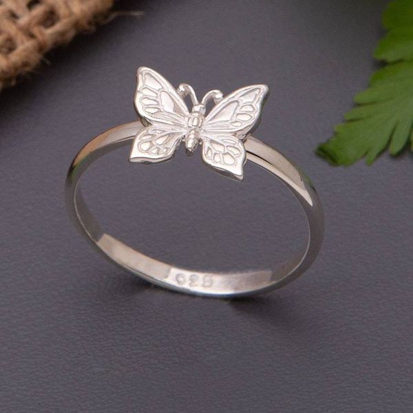 Alternate image for Artisan Crafted Sterling Silver Ring Flying Butterfly