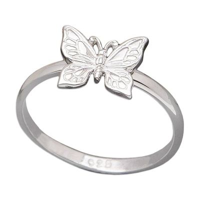 Alternate image for Artisan Crafted Sterling Silver Ring Flying Butterfly