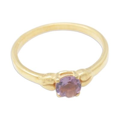 Alternate image for 18k Gold-Plated Solitaire Ring with Faceted Amethyst Stone Purple Duchess