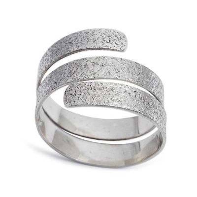 Alternate image for Textured and Polished Sterling Silver Wrap Ring from Bali Spiral Vestiges