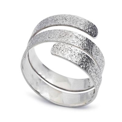 Alternate image for Textured and Polished Sterling Silver Wrap Ring from Bali Spiral Vestiges