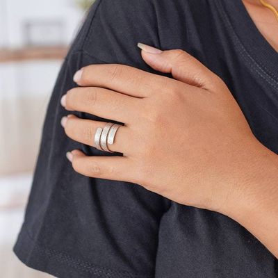 Alternate image for Textured and Polished Sterling Silver Wrap Ring from Bali Spiral Vestiges