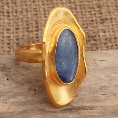 Alternate image for Gold-Plated Kyanite Cocktail Ring from Bali Luminous
