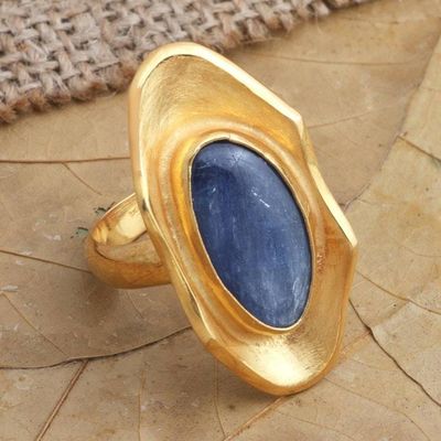 Alternate image for Gold-Plated Kyanite Cocktail Ring from Bali Luminous