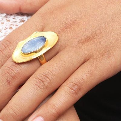 Alternate image for Gold-Plated Kyanite Cocktail Ring from Bali Luminous
