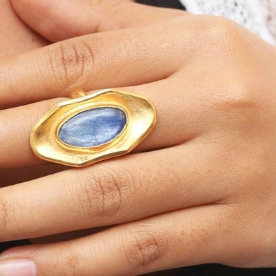 Alternate image for Gold-Plated Kyanite Cocktail Ring from Bali Luminous