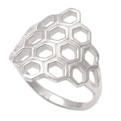 Alternate image for Openwork Modern Sterling Silver Cocktail Ring from Bali Mosaic Frame