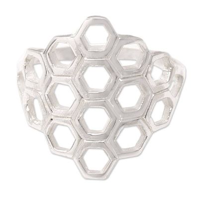 Alternate image for Openwork Modern Sterling Silver Cocktail Ring from Bali Mosaic Frame