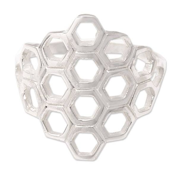 Alternate image for Openwork Modern Sterling Silver Cocktail Ring from Bali Mosaic Frame