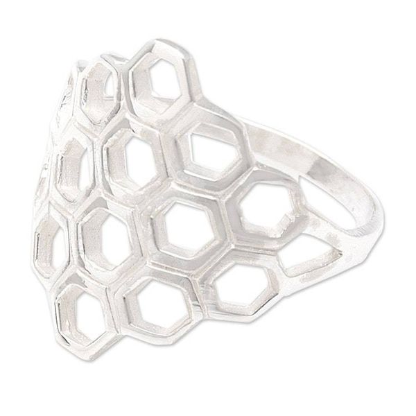 Alternate image for Openwork Modern Sterling Silver Cocktail Ring from Bali Mosaic Frame