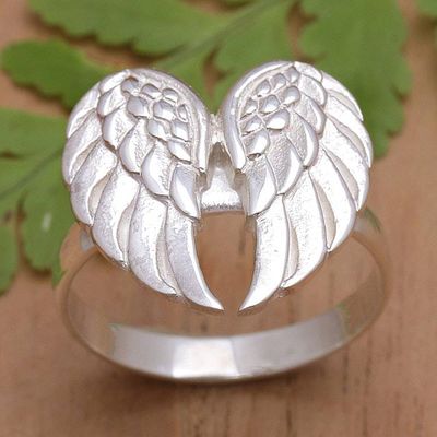 Primary image for Unisex Sterling Silver Angel Wings Cocktail Ring from Bali Angels Flight
