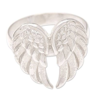 Alternate image for Unisex Sterling Silver Angel Wings Cocktail Ring from Bali Angels Flight