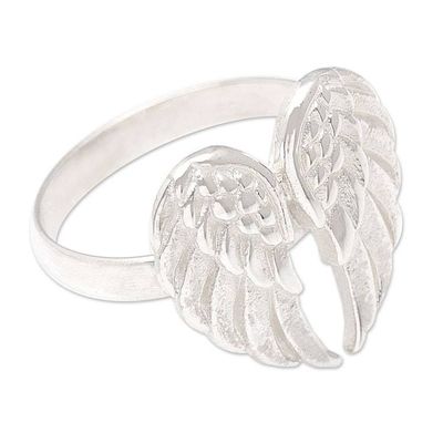 Alternate image for Unisex Sterling Silver Angel Wings Cocktail Ring from Bali Angels Flight