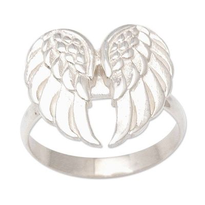 Alternate image for Unisex Sterling Silver Angel Wings Cocktail Ring from Bali Angels Flight