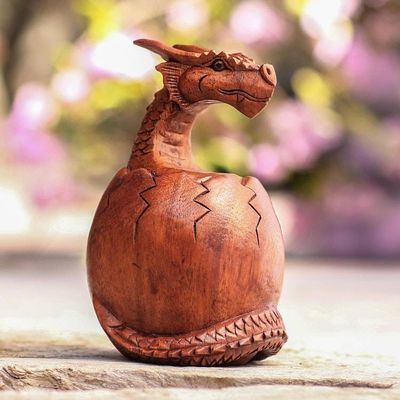 Primary image for Hand Carved Suar Wood Balinese Dragon Sculpture Hatchling Dragon