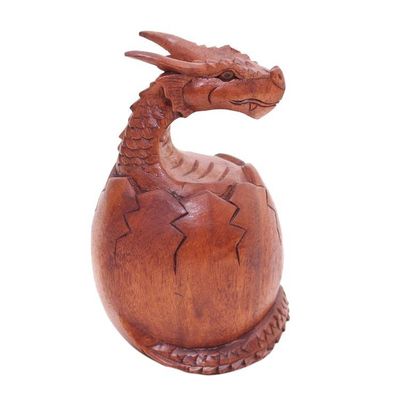 Alternate image for Hand Carved Suar Wood Balinese Dragon Sculpture Hatchling Dragon