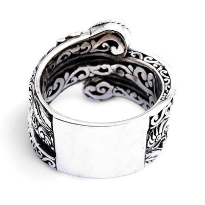 Alternate image for Gold-Accented Silver Cocktail Ring with Garnet Peridot Gems Regal Radiance