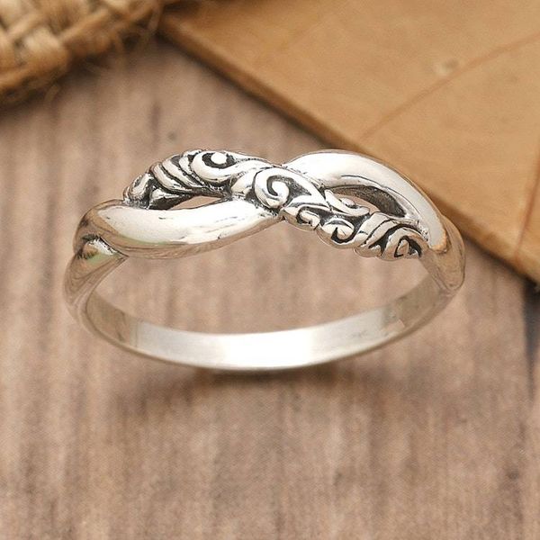Alternate image for Classic Polished and Oxidized Sterling Silver Band Ring Forever  Ever