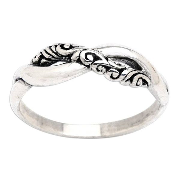 Alternate image for Classic Polished and Oxidized Sterling Silver Band Ring Forever  Ever