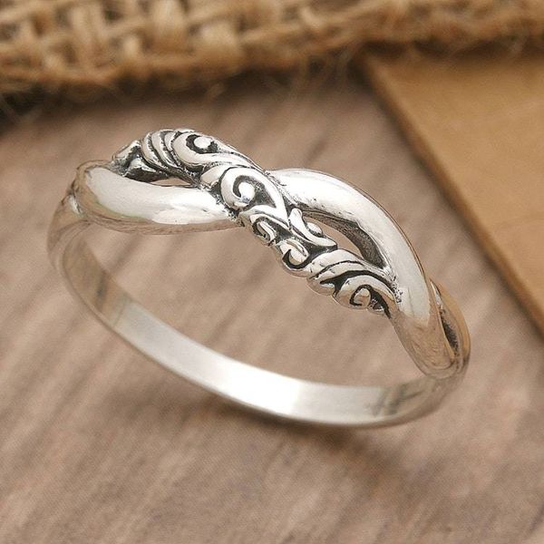 Alternate image for Classic Polished and Oxidized Sterling Silver Band Ring Forever  Ever