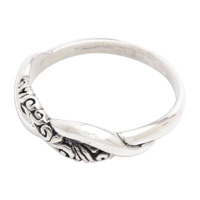 Alternate image for Classic Polished and Oxidized Sterling Silver Band Ring Forever Ever