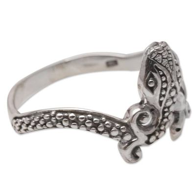 Alternate image for Sterling Silver Snake-Themed Cocktail Ring Pebbled Snake