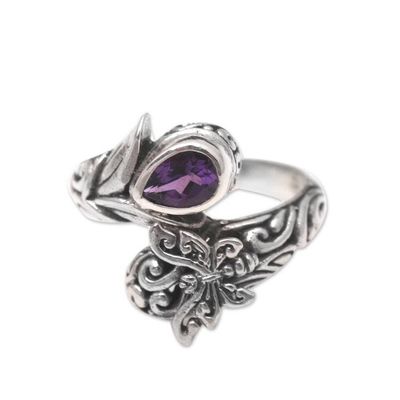 Alternate image for Amethyst and Sterling Silver Wrap Ring Purple Nymph