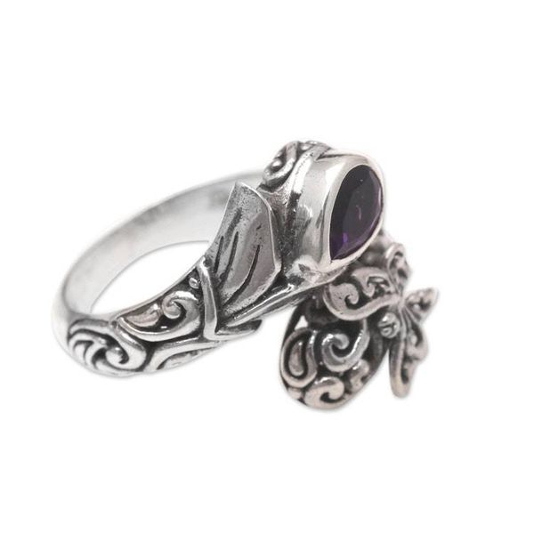 Alternate image for Amethyst and Sterling Silver Wrap Ring Purple Nymph