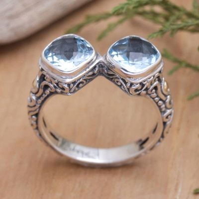 Alternate image for 18k Gold-Accented Cocktail Ring from Bali with Blue Topaz Sunday Afternoon