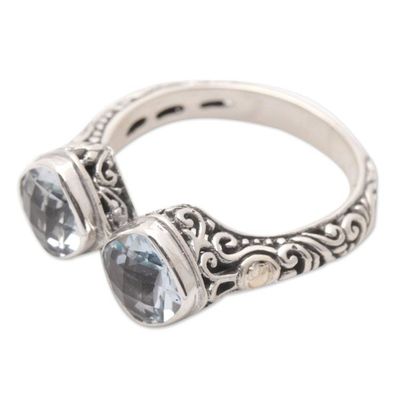 Alternate image for 18k Gold-Accented Cocktail Ring from Bali with Blue Topaz Sunday Afternoon