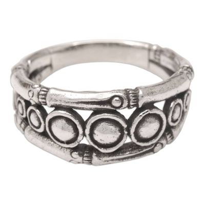 Alternate image for Bamboo-Themed Sterling Silver Domed Ring from Bali Bamboo Universe