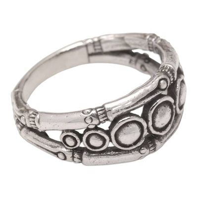 Alternate image for Bamboo-Themed Sterling Silver Domed Ring from Bali Bamboo Universe