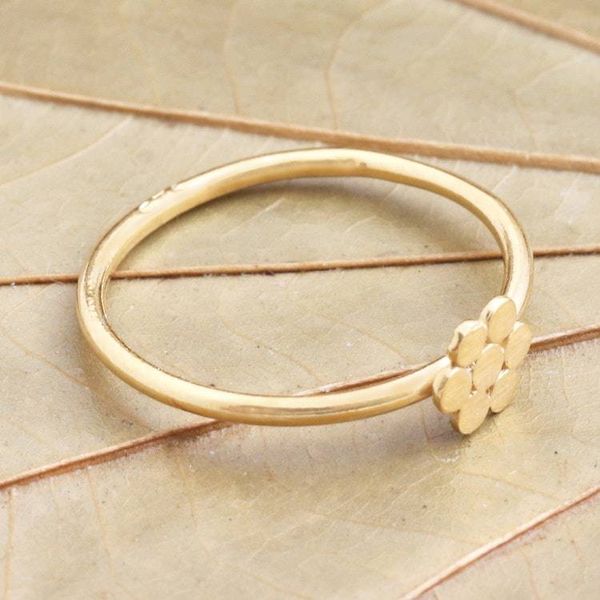 Alternate image for Dainty Gold Plated Flower Motif Ring Flower of Gold
