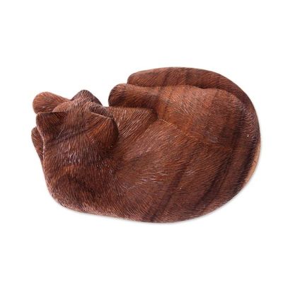 Alternate image for Hand Carved and Painted Cat Sculpture in Wood Sweet Ginger Tabby