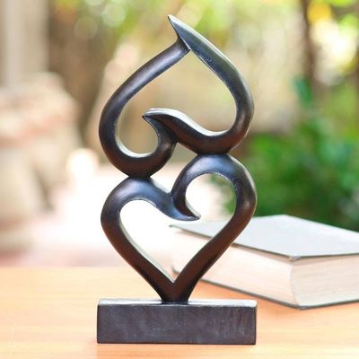 Alternate image for Romantic Wood Sculpture of Two Hearts Double the Love