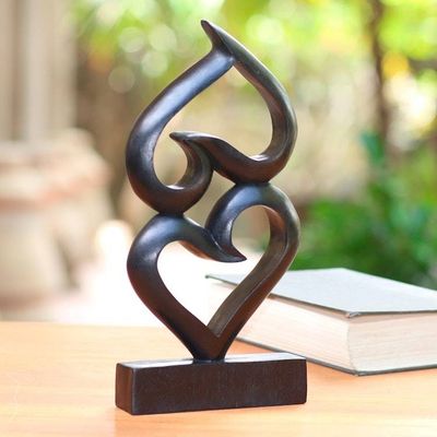 Alternate image for Romantic Wood Sculpture of Two Hearts Double the Love