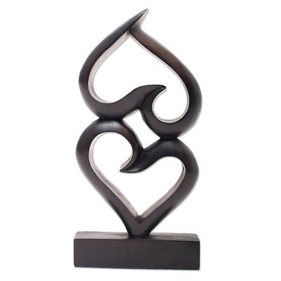 Alternate image for Romantic Wood Sculpture of Two Hearts Double the Love