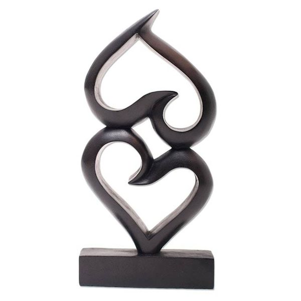 Alternate image for Romantic Wood Sculpture of Two Hearts Double the Love