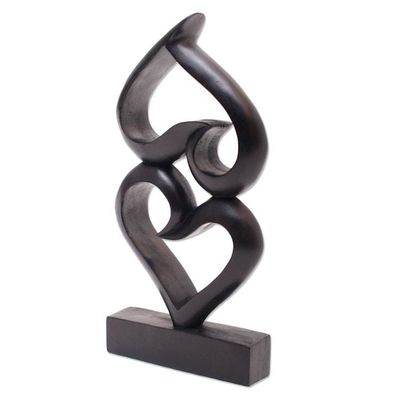 Alternate image for Romantic Wood Sculpture of Two Hearts Double the Love