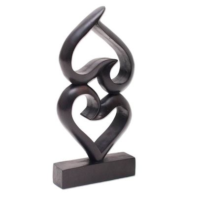 Alternate image for Romantic Wood Sculpture of Two Hearts Double the Love