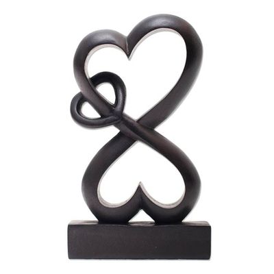 Alternate image for Romantic Hand Carved Wood Sculpture with Black Finish Forever Linked