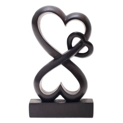 Alternate image for Romantic Hand Carved Wood Sculpture with Black Finish Forever Linked