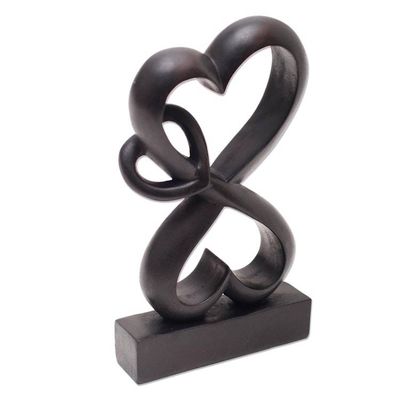 Alternate image for Romantic Hand Carved Wood Sculpture with Black Finish Forever Linked